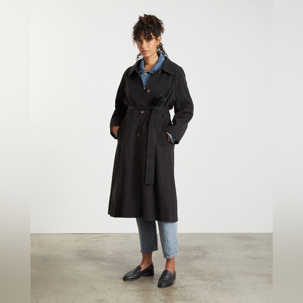 Everlane The Gathered Drape Trench Black Size XL NWT